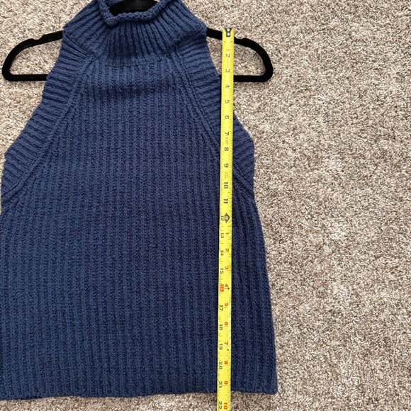 Anthropologie Siobhan Sweater Tank Knit Mock Neck Winter Blue sz XS - Picture 13 of 14